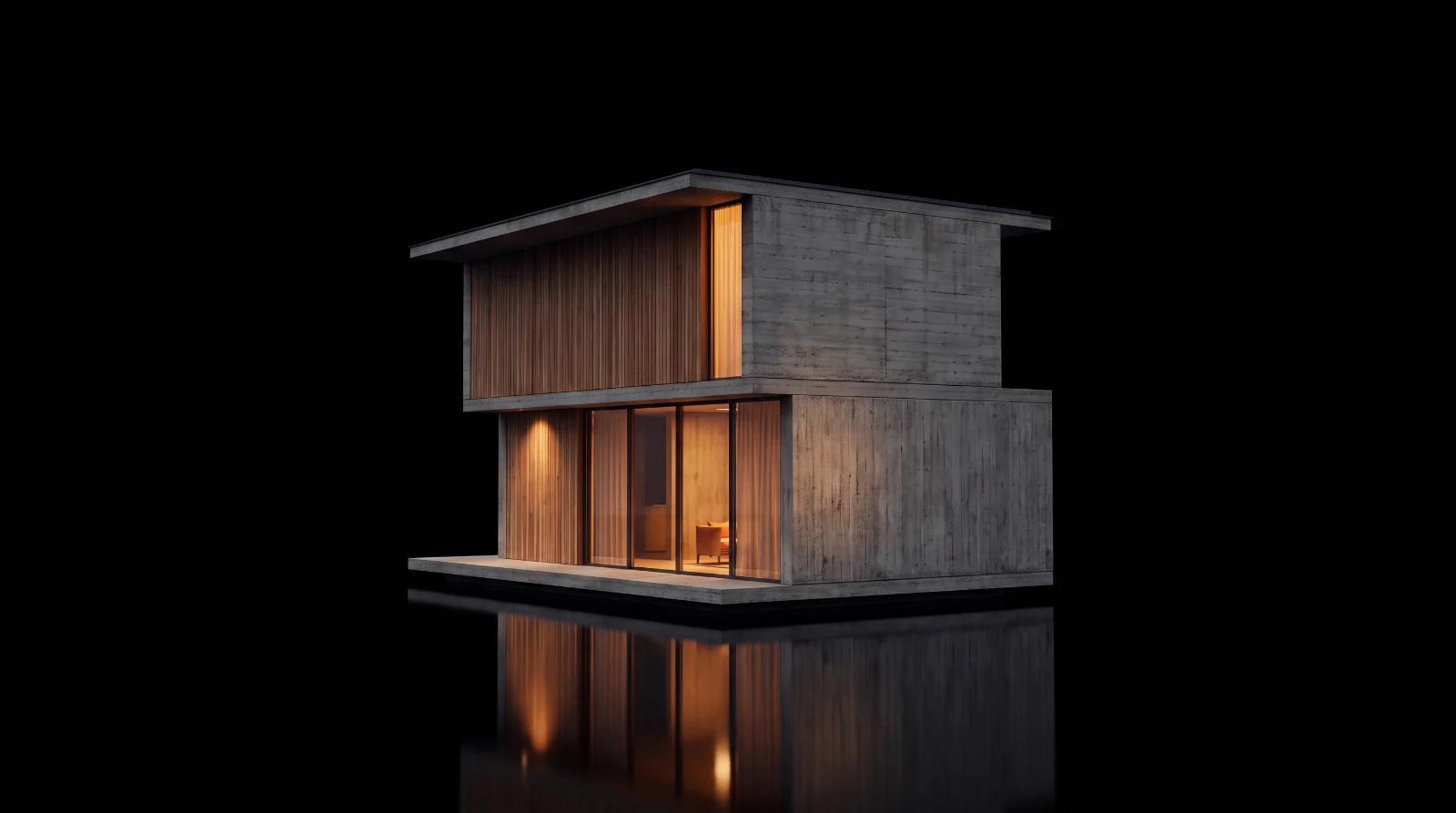 CONSTRUCTOR Model One at night with its windows lit